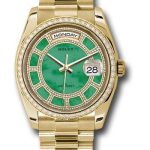 Rolex Yellow Gold Day-Date 36 Watch – Bezel – Carousel Of Green Jade Diamond Dial – President Bracelet – 118348 cgjdp