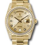 Rolex Yellow Gold Day-Date 36 Watch – Bezel – Champagne Jubilee Diamond Dial – President Bracelet – 118388 chjdp