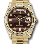 Rolex Yellow Gold Day-Date 36 Watch – Bezel – Bulls Eye Diamond Dial – President Bracelet – 118398