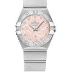 Omega Constellation Quartz Watch – 24 mm Steel Case – Pink Mother-Of-Pearl Diamond Dial – 123.10.24.60.57.002