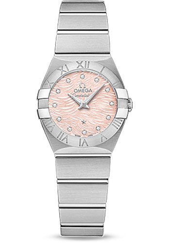 Omega Constellation Quartz Watch – 24 mm Steel Case – Pink Mother-Of-Pearl Diamond Dial – 123.10.24.60.57.002