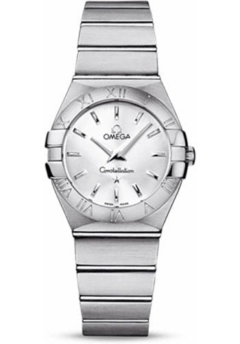 Omega Ladies Constellation Quartz Watch – 27 mm Brushed Steel Case – Silver Dial – 123.10.27.60.02.001