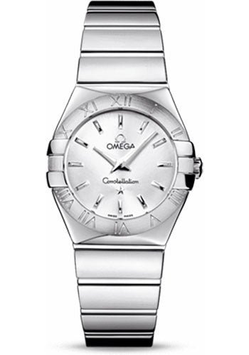 Omega Ladies Constellation Polished Quartz Watch – 27 mm Polished Steel Case – Silver Dial – Steel Bracelet – 123.10.27.60.02.002