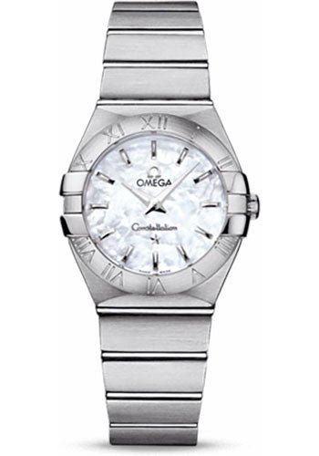 Omega Ladies Constellation Quartz Watch – 27 mm Brushed Steel Case – Mother-Of-Pearl Dial – 123.10.27.60.05.001
