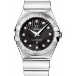 Omega Ladies Constellation Polished Quartz Watch – 27 mm Polished Steel Case – Black Dial – Steel Bracelet – 123.10.27.60.51.002