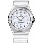 Omega Ladies Constellation Polished Quartz Watch – 27 mm Polished Steel Case – Mother-Of-Pearl Diamond Dial – Steel Bracelet – 123.10.27.60.55.002