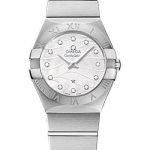 Omega Constellation Quartz 27 mm Watch – 27.0 mm Steel Case – Mother-Of-Pearl Diamond Dial – 123.10.27.60.55.003