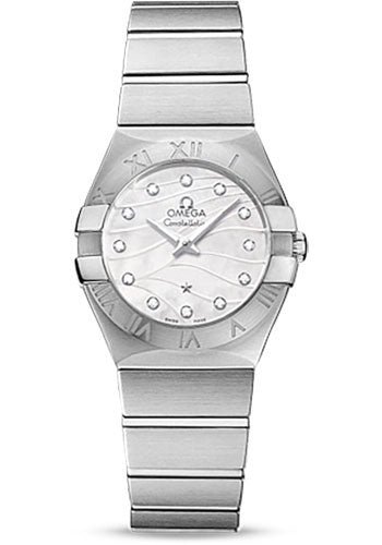 Omega Constellation Quartz 27 mm Watch – 27.0 mm Steel Case – Mother-Of-Pearl Diamond Dial – 123.10.27.60.55.003