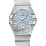 Omega Constellation Quartz 27 mm Watch – 27.0 mm Steel Case – Blue Mother-Of-Pearl Diamond Dial – 123.10.27.60.57.001