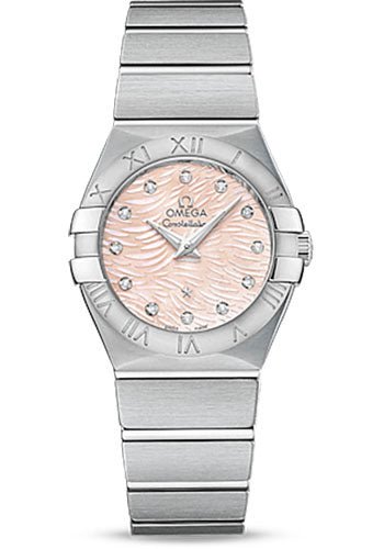 Omega Constellation Quartz Watch – 27 mm Steel Case – Pink Mother-Of-Pearl Diamond Dial – 123.10.27.60.57.002