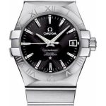Omega Gents Constellation Chronometer Watch – 35 mm Brushed Steel Case – Black Dial – 123.10.35.20.01.001