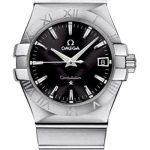 Omega Gents Constellation Quartz Watch – 35 mm Brushed Steel Case – Black Dial – 123.10.35.60.01.001
