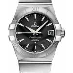 Omega Gents Constellation Chronometer Watch – 38 mm Brushed Steel Case – Black Dial – 123.10.38.21.01.001