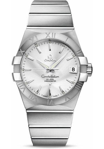 Omega Gents Constellation Chronometer Watch – 38 mm Brushed Steel Case – Silver Dial – 123.10.38.21.02.001