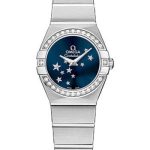 Omega Ladies Constellation Star ORBIS Collection Watch – 24 mm Brushed Steel Case – Diamond Bezel – Blue Dial – 123.15.24.60.03.001