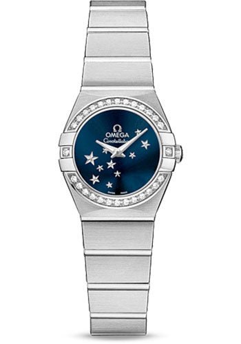 Omega Ladies Constellation Star ORBIS Collection Watch – 24 mm Brushed Steel Case – Diamond Bezel – Blue Dial – 123.15.24.60.03.001