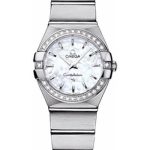 Omega Ladies Constellation Quartz Watch – 24 mm Brushed Steel Case – Diamond Bezel – Mother-Of-Pearl Dial – 123.15.24.60.05.001