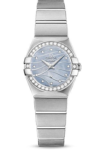 Omega Constellation Quartz Watch – 24 mm Steel Case – Diamond-Set Steel Bezel – Blue Mother-Of-Pearl Diamond Dial – 123.15.24.60.57.001