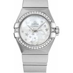 Omega Ladies Constellation Chronometer Watch – 27 mm Brushed Steel Case – Diamond Bezel – Mother-Of-Pearl Dial – 123.15.27.20.05.001
