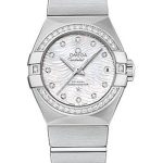 Omega Constellation Co-Axial Watch – 27 mm Steel Case – Diamond-Set Bezel – Mother-Of-Pearl Dial – 123.15.27.20.55.003