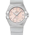 Omega Constellation Co-Axial Watch – 27 mm Steel Case – Diamond-Set Bezel – Pink Mother-Of-Pearl Dial – 123.15.27.20.57.002