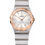 Omega Ladies Constellation Quartz Watch – 24 mm Brushed Steel And Red Gold Case – Silver Dial – 123.20.24.60.02.001
