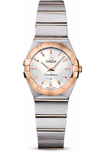 Omega Ladies Constellation Quartz Watch – 24 mm Brushed Steel And Red Gold Case – Silver Dial – 123.20.24.60.02.001