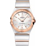 Omega Ladies Constellation Polished Quartz Watch – 24 mm Polished Steel And Red Gold Case – Silver Dial – Steel And Red Gold Bracelet – 123.20.24.60.02.003