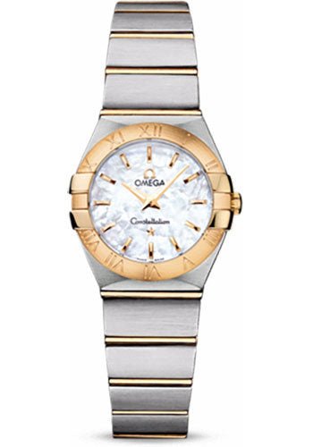 Omega Ladies Constellation Quartz Watch – 24 mm Brushed Steel And Yellow Gold Case – Mother-Of-Pearl Dial – 123.20.24.60.05.002