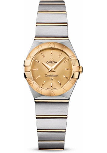 Omega Ladies Constellation Quartz Watch – 24 mm Brushed Steel And Yellow Gold Case – Champagne Dial – 123.20.24.60.08.001
