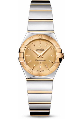 Omega Ladies Constellation Polished Quartz Watch – 24 mm Polished Steel And Yellow Gold Case – Champagne Dial – Steel And Yellow Gold Bracelet – 123.20.24.60.08.002
