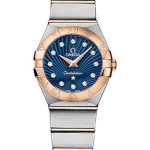 Omega Ladies Constellation Quartz Watch – 24 mm Brushed Steel And Red Gold Case – Blue Supernova Diamond Dial – 123.20.24.60.53.001