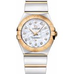 Omega Ladies Constellation Polished Quartz Watch – 24 mm Polished Steel And Yellow Gold Case – Mother-Of-Pearl Diamond Dial – Steel And Yellow Gold Bracelet – 123.20.24.60.55.004