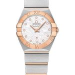 Omega Constellation Quartz Watch – 24 mm Steel Case – 18K Red Gold Bezel – Mother-Of-Pearl Diamond Dial – 123.20.24.60.55.007