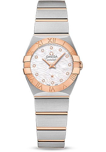 Omega Constellation Quartz Watch – 24 mm Steel Case – 18K Red Gold Bezel – Mother-Of-Pearl Diamond Dial – 123.20.24.60.55.007