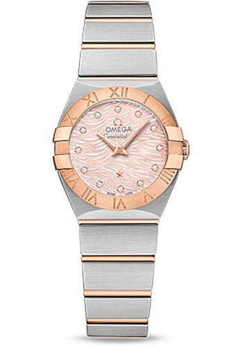 Omega Constellation Quartz Watch – 24 mm Steel Case – 18K Red Gold Bezel – Pink Mother-Of-Pearl` Diamond Dial – 123.20.24.60.57.003