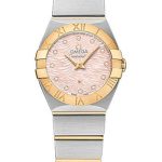 Omega Constellation Quartz Watch – 24 mm Steel Case – 18K Yellow Gold Bezel – Pink Mother-Of-Pearl Diamond Dial – 123.20.24.60.57.004