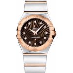 Omega Ladies Constellation Polished Quartz Watch – 24 mm Polished Steel And Red Gold Case – Brown Diamond Dial – Steel And Red Gold Bracelet – 123.20.24.60.63.002