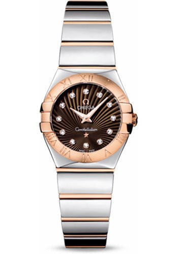 Omega Ladies Constellation Polished Quartz Watch – 24 mm Polished Steel And Red Gold Case – Brown Diamond Dial – Steel And Red Gold Bracelet – 123.20.24.60.63.002