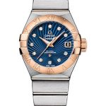Omega Ladies Constellation Chronometer Watch – 27 mm Brushed Steel And Red Gold Case – Blue Supernova Diamond Dial – 123.20.27.20.53.001