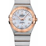 Omega Ladies Constellation Chronometer Watch – 27 mm Brushed Steel And Red Gold Case – Mother-Of-Pearl Supernova Diamond Dial – 123.20.27.20.55.001