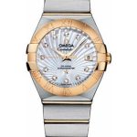 Omega Ladies Constellation Chronometer Watch – 27 mm Brushed Steel And Yellow Gold Case – Mother-Of-Pearl Supernova Diamond Dial – 123.20.27.20.55.002