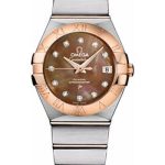Omega Ladies Constellation Chronometer Watch – 27 mm Brushed Steel And Red Gold Case – Mother-Of-Pearl Diamond Dial – 123.20.27.20.57.001
