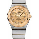 Omega Ladies Constellation Chronometer Watch – 27 mm Brushed Steel And Yellow Gold Case – Champagne Supernova Diamond Dial – 123.20.27.20.58.001