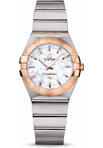 Omega Ladies Constellation Quartz Watch – 27 mm Brushed Steel And Red Gold Case – Mother-Of-Pearl Dial – 123.20.27.60.05.001