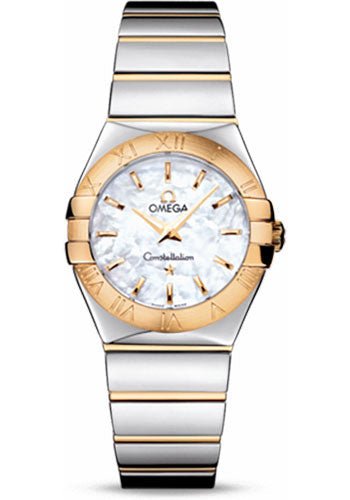 Omega Ladies Constellation Polished Quartz Watch – 27 mm Polished Steel And Yellow Gold Case – Mother-Of-Pearl Dial – Steel And Yellow Gold Bracelet – 123.20.27.60.05.004