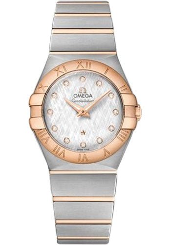Omega Constellation Quartz Watch – 27 mm Steel And Red Gold Case – White -Silvery Diamond Dial – 123.20.27.60.52.002