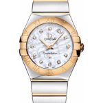 Omega Ladies Constellation Polished Quartz Watch – 27 mm Polished Steel And Yellow Gold Case – Mother-Of-Pearl Diamond Dial – Steel And Yellow Gold Bracelet – 123.20.27.60.55.004