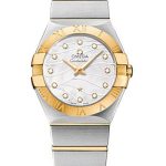 Omega Constellation Quartz 27 mm Watch – 27.0 mm Steel And Yellow Gold Case – Mother-Of-Pearl Diamond Dial – Steel Bracelet – 123.20.27.60.55.005