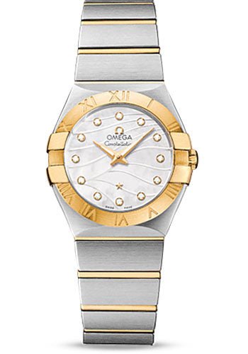 Omega Constellation Quartz 27 mm Watch – 27.0 mm Steel And Yellow Gold Case – Mother-Of-Pearl Diamond Dial – Steel Bracelet – 123.20.27.60.55.005